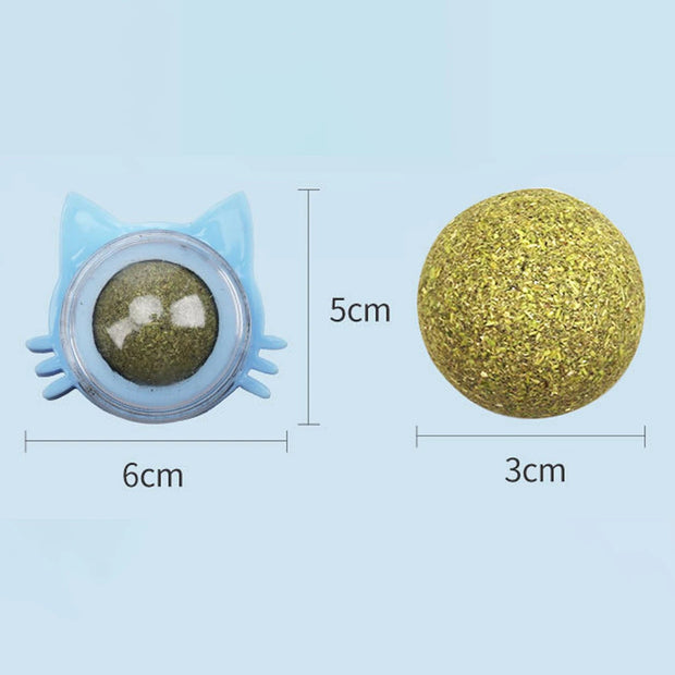 Pet Catnip Ball Toy Natural Mint Promotes Digestion Cat Grass Wall Sticker Ball Can Be Rotated Cat Lick Candy Snacks Kitten Toy