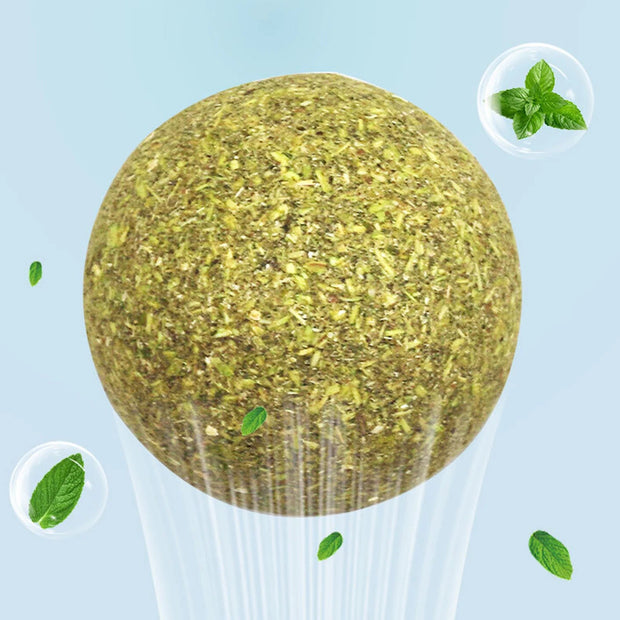 Pet Catnip Ball Toy Natural Mint Promotes Digestion Cat Grass Wall Sticker Ball Can Be Rotated Cat Lick Candy Snacks Kitten Toy