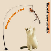 Upgraded Epoxy Sucker Steel Wire Long Rod Feather Cat Teasing Stick Cat Self Hi No Harmful Ingredients